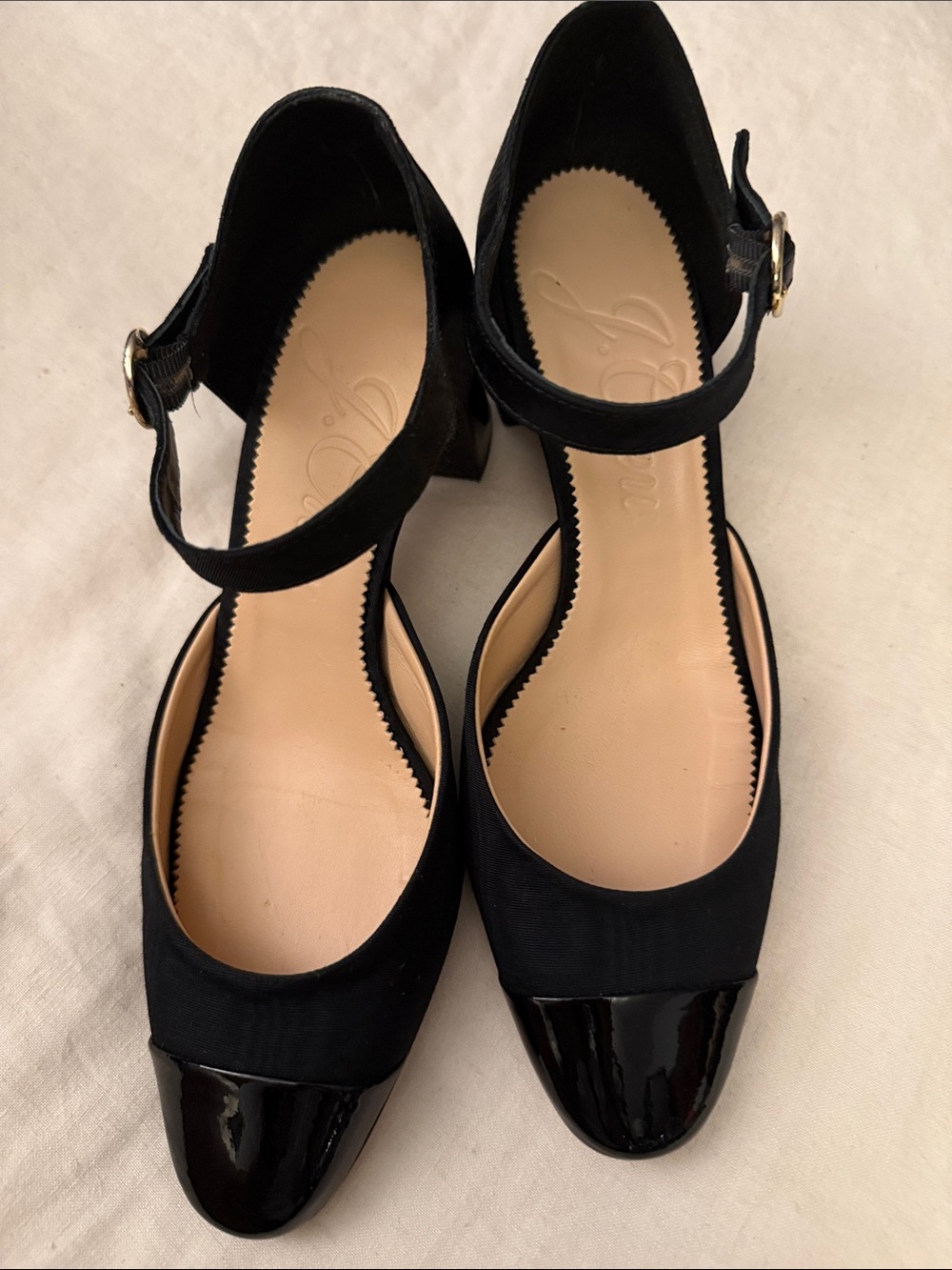 Millie Black Ankle-Strap dress Pumps in Moire size 8